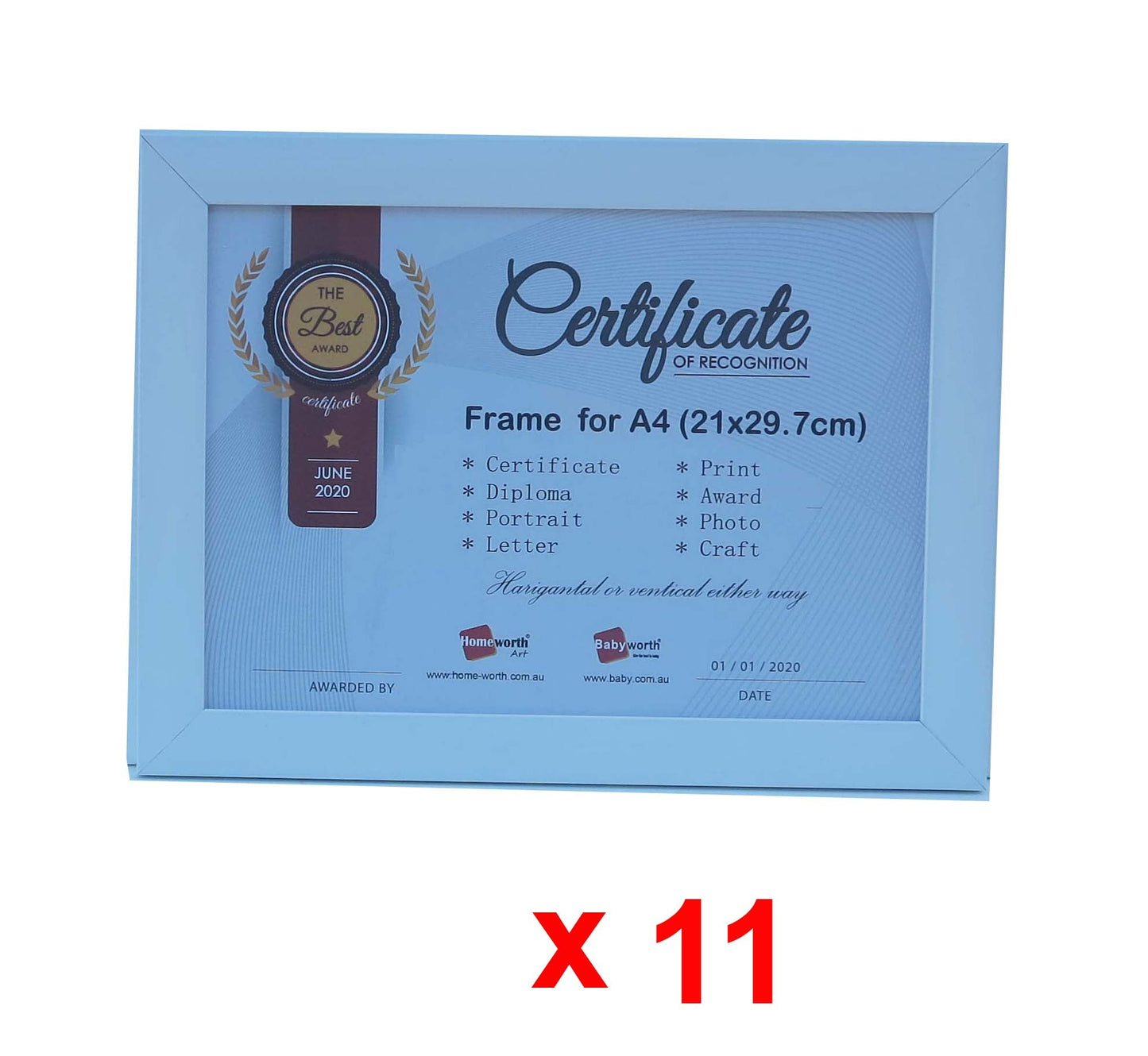 Picture Frame For Photo / Picture / Certificate Size A4 ( 21x29.7 cm ) - Babyworth