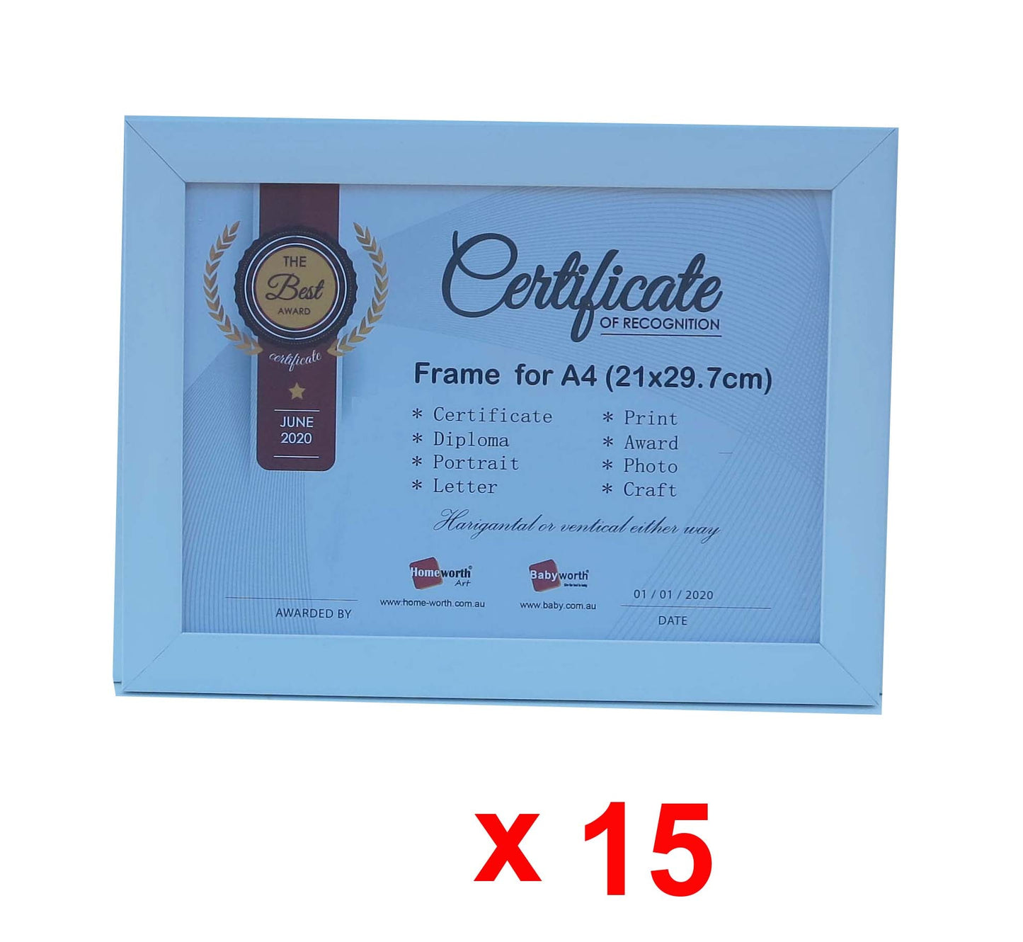 Picture Frame For Photo / Picture / Certificate Size A4 ( 21x29.7 cm ) - Babyworth