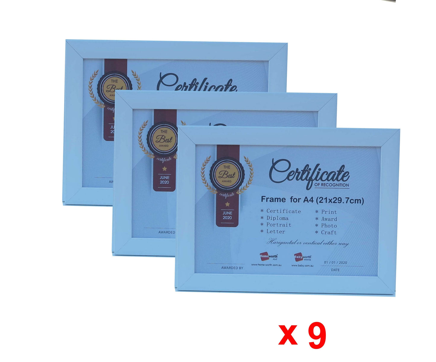 Picture Frame For Photo / Picture / Certificate Size A4 ( 21x29.7 cm ) - Babyworth