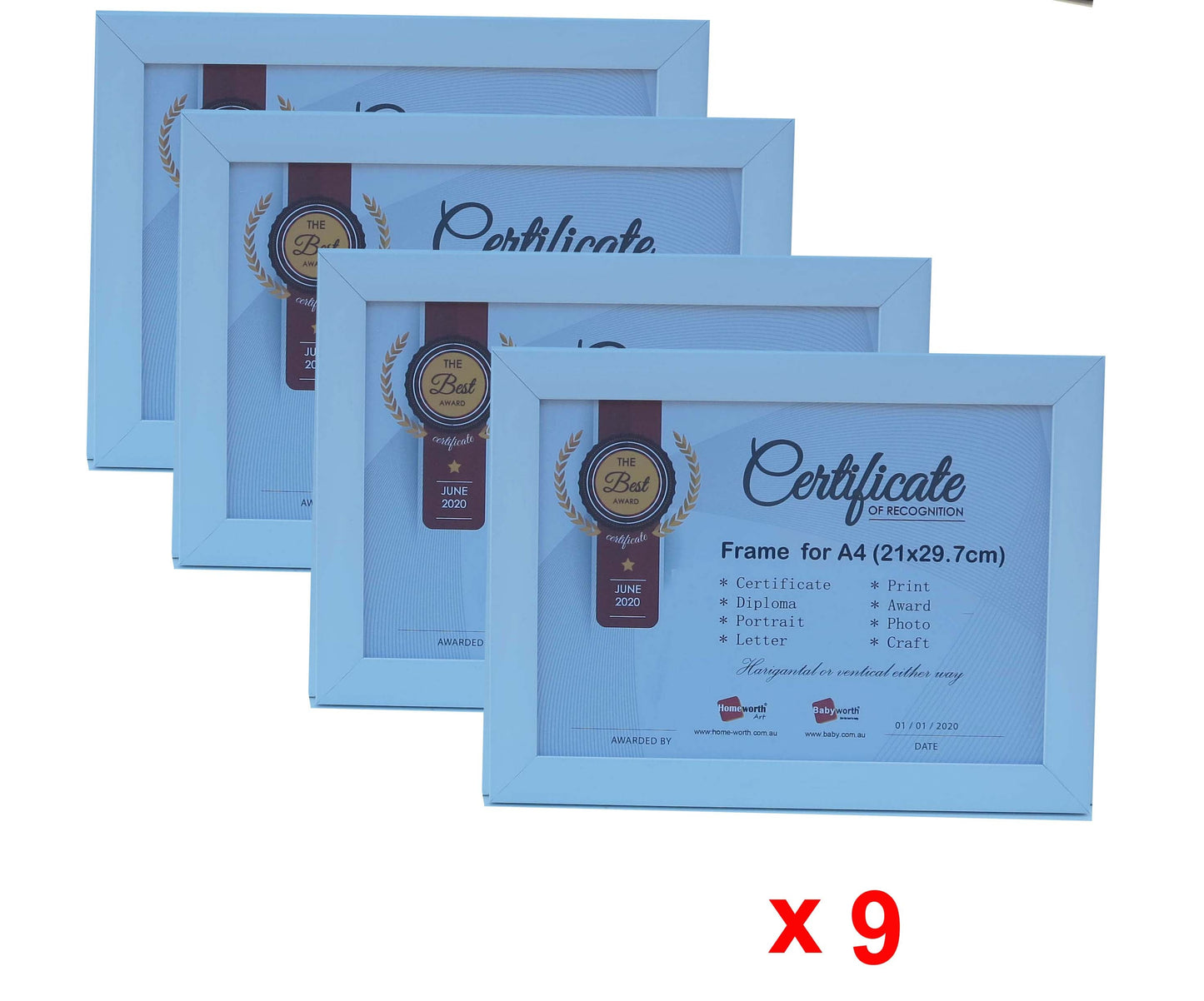 Picture Frame For Photo / Picture / Certificate Size A4 ( 21x29.7 cm ) - Babyworth
