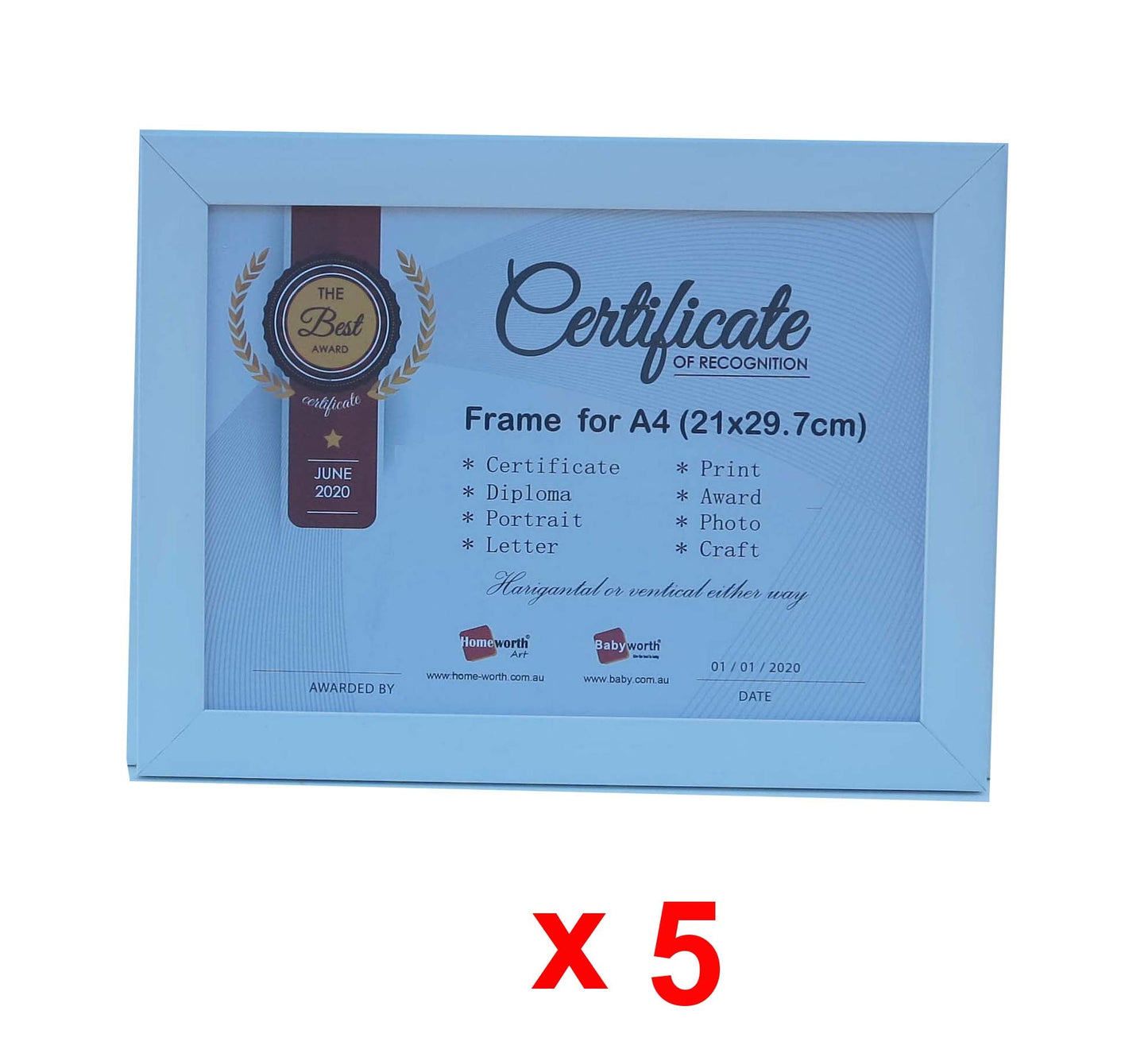 Picture Frame For Photo / Picture / Certificate Size A4 ( 21x29.7 cm ) - Babyworth
