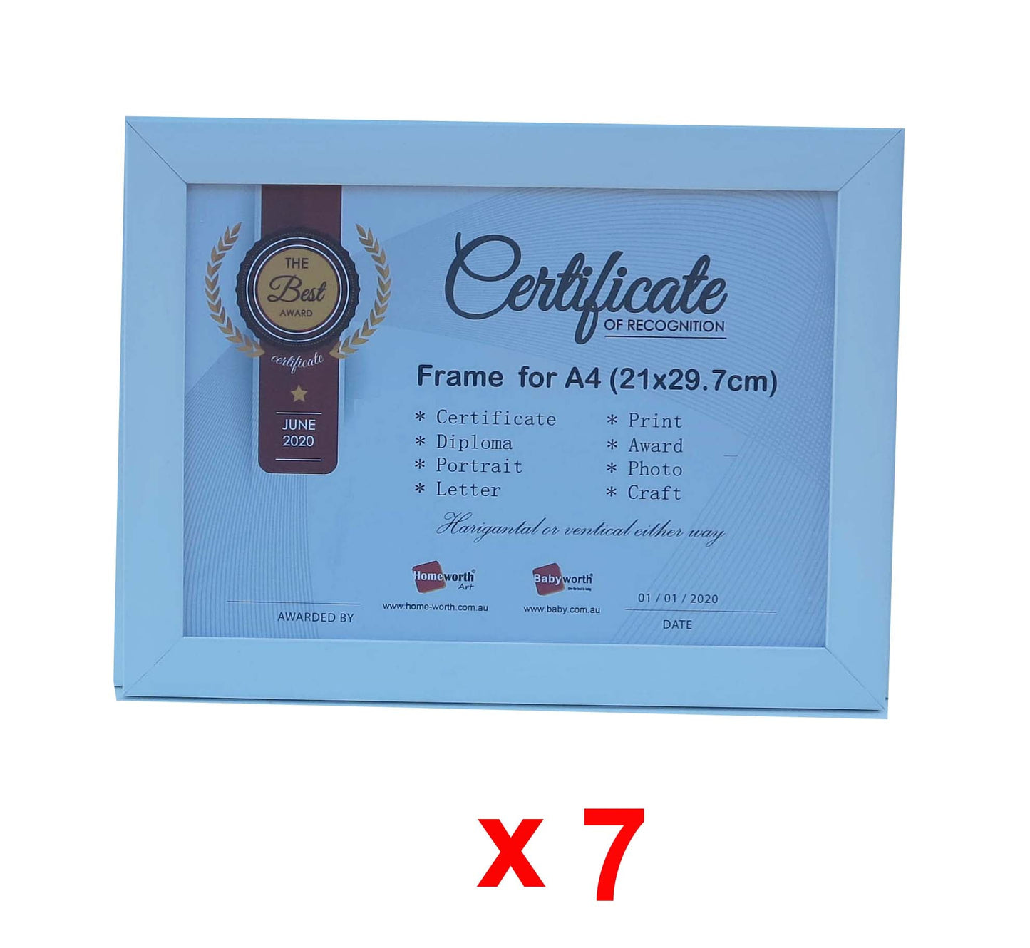 Picture Frame For Photo / Picture / Certificate Size A4 ( 21x29.7 cm ) - Babyworth
