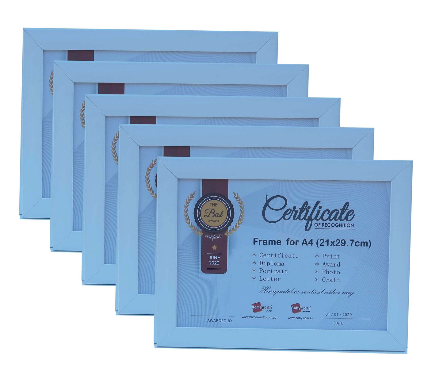 Picture Frame For Photo / Picture / Certificate Size A4 ( 21x29.7 cm ) X5 - Babyworth