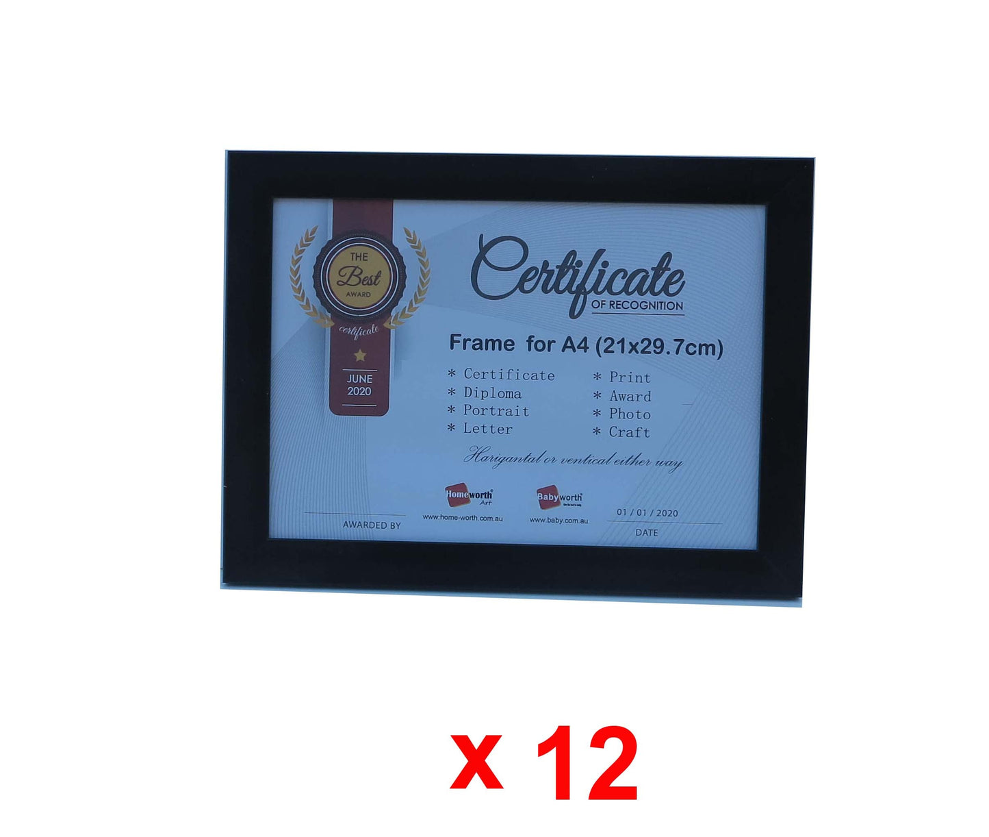 Picture Frame For Photo / Picture / Certificate Size A4 ( 21x29.7 cm ) - Babyworth