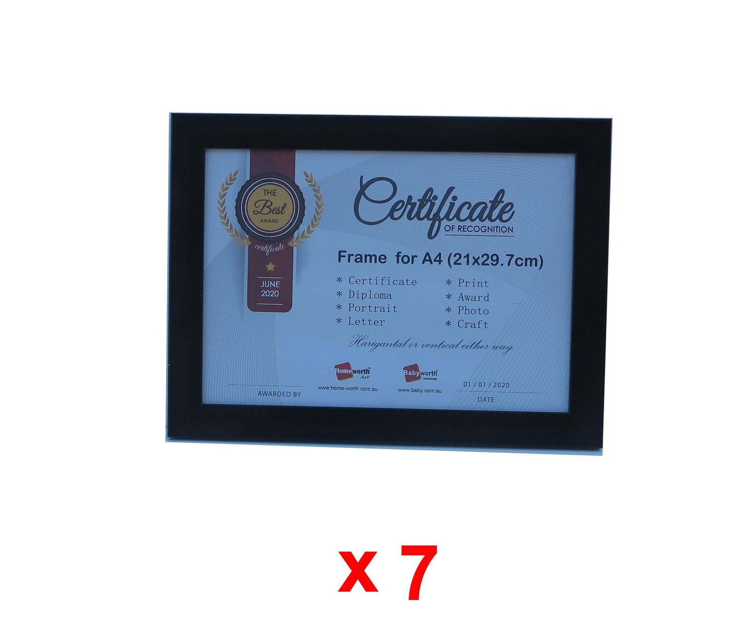 Picture Frame For Photo / Picture / Certificate Size A4 ( 21x29.7 cm ) - Babyworth